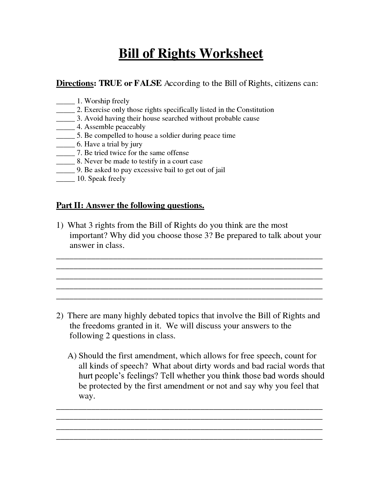 14 Bill Of Rights Worksheet Icivics / Worksheeto For Bill Of Rights Scenarios Worksheet