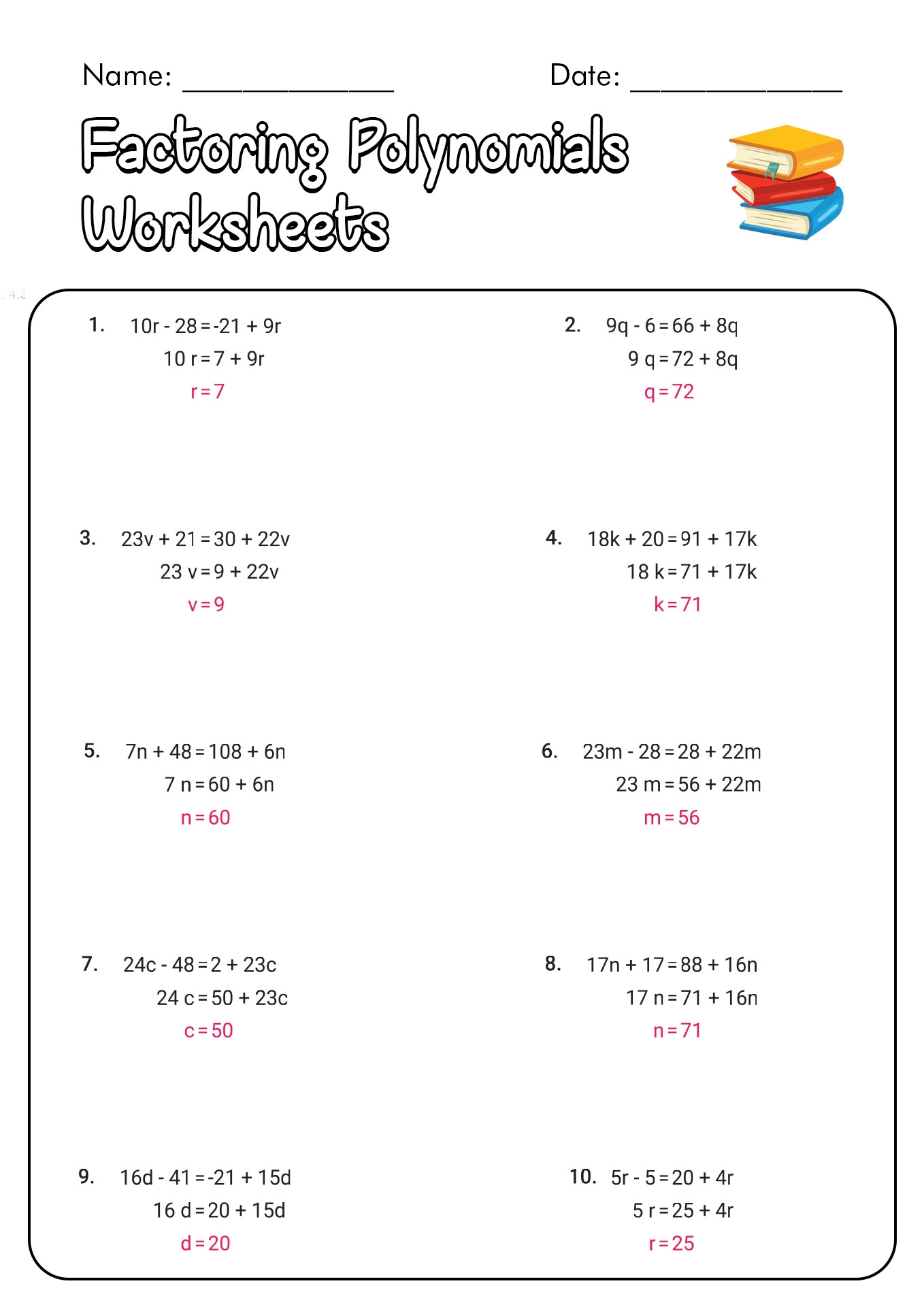 16 Factoring Polynomials Practice Worksheet And Answers / Worksheeto throughout Factoring Practice Worksheet Answers