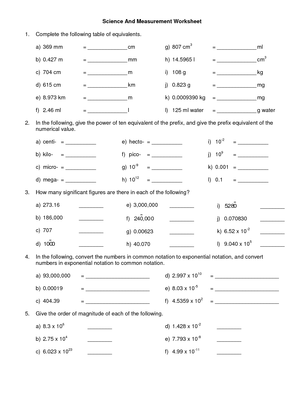 16 Measurement Conversion Worksheets 5Th Grade / Worksheeto with Measuring Units Worksheet Answer Key