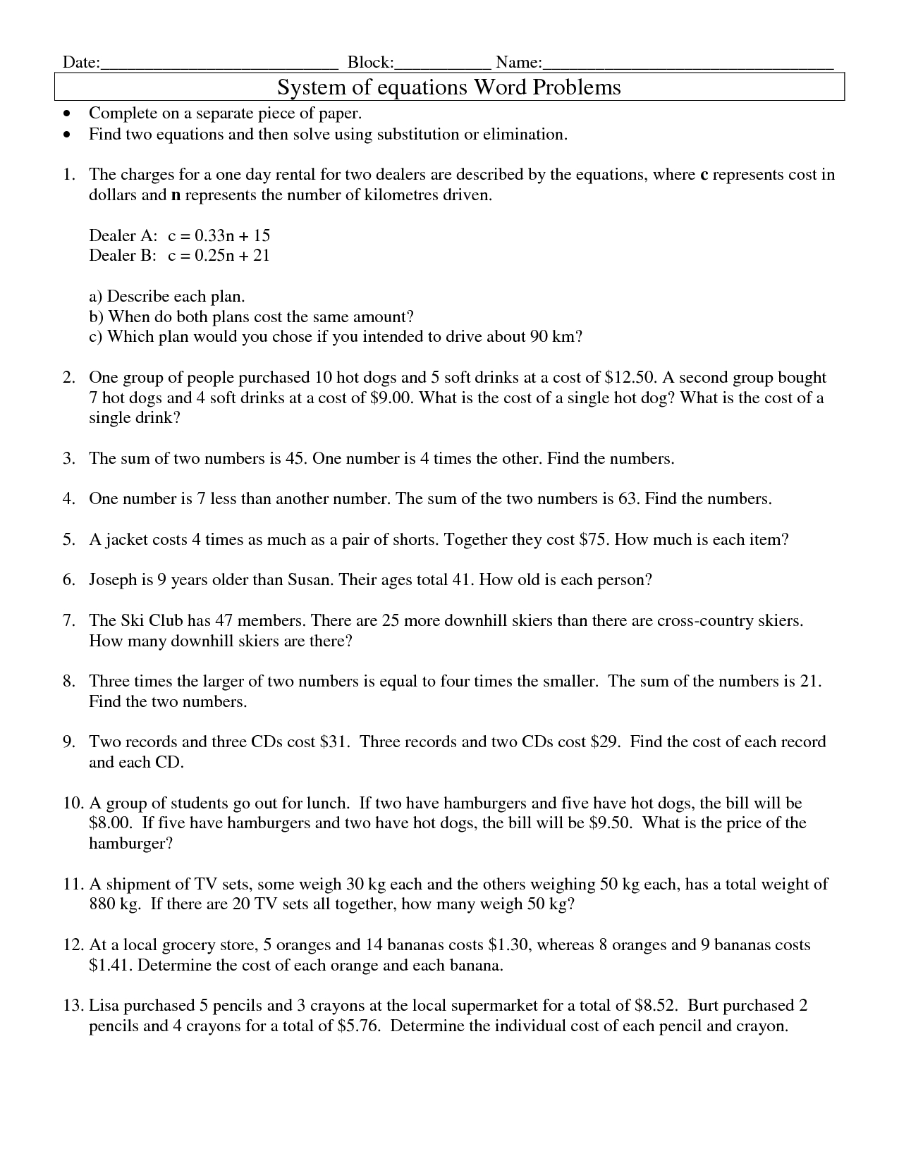 17 Linear Function Word Problems Worksheet / Worksheeto throughout Linear Functions Word Problems Worksheet