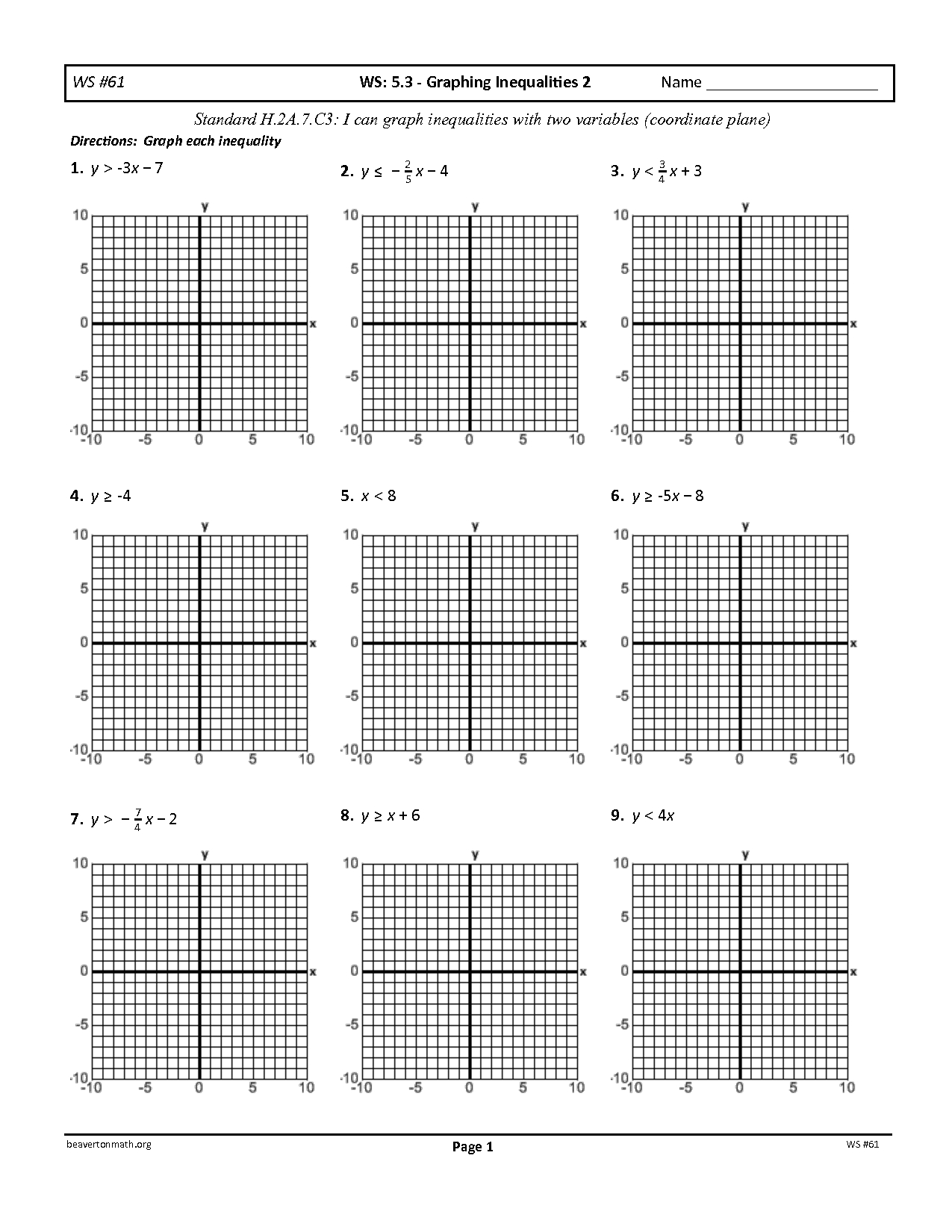 18 Graphing Linear Equations Worksheets Pdf / Worksheeto in Systems Of Inequalities Worksheet