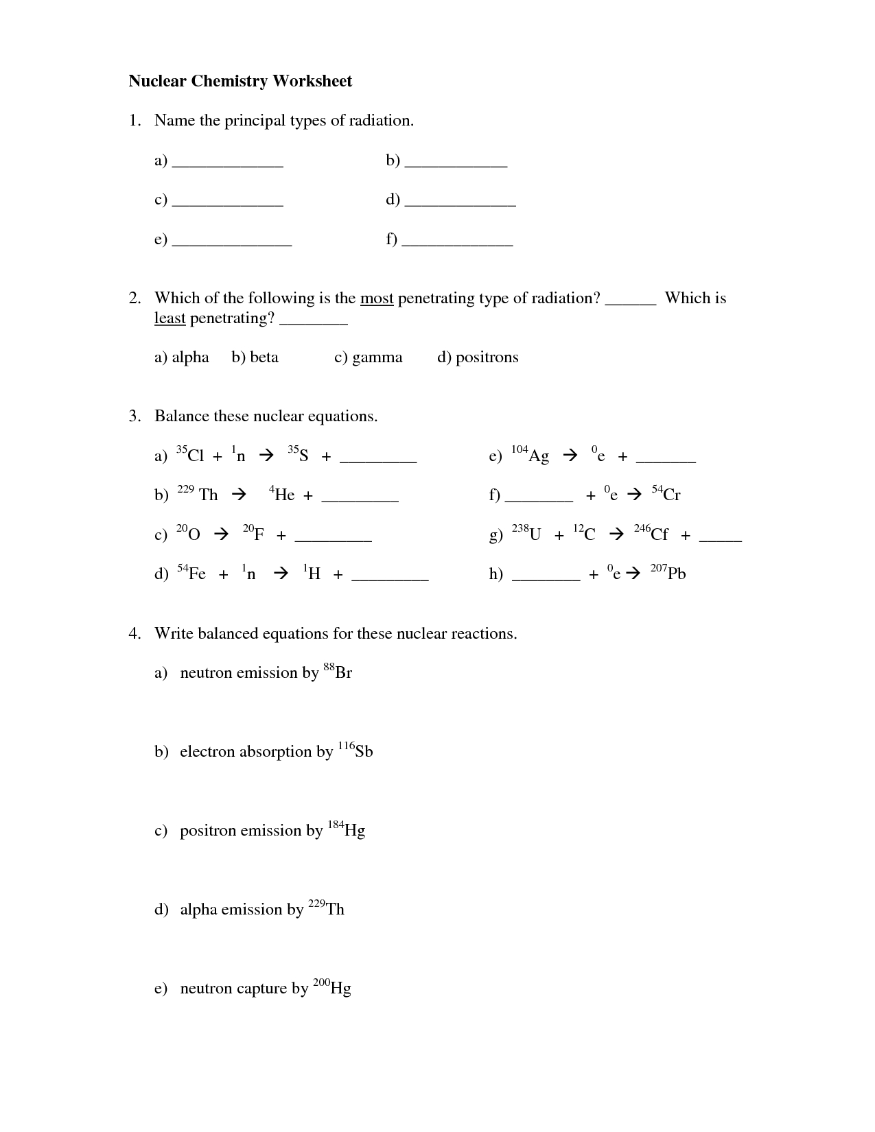 18 Nuclear Chemistry Worksheet Answer Key / Worksheeto Regarding Nuclear Reactions Worksheet Answers