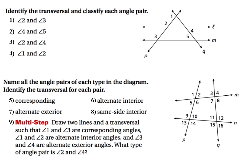 2) Parallel Lines And Transversals Throughout Angles In Transversal Worksheet Answers