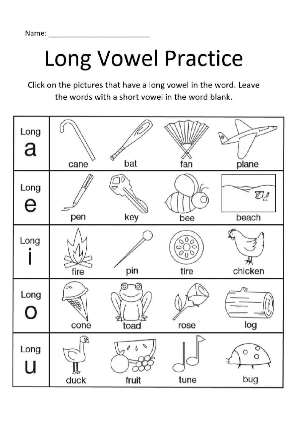 20 Long Vowel Review Worksheets | Worksheet From Home In Short And Long Vowel Worksheet