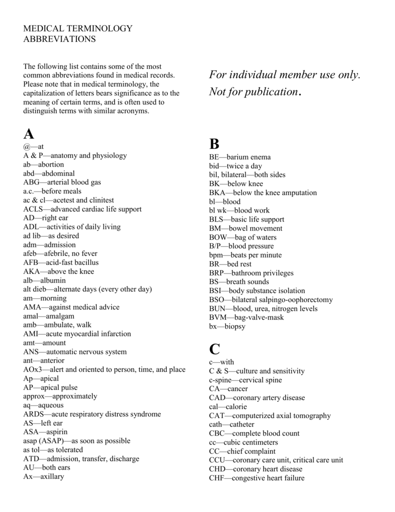 20++ Medical Terminology Worksheet - Worksheets Decoomo inside Medical Terminology Abbreviations Worksheet