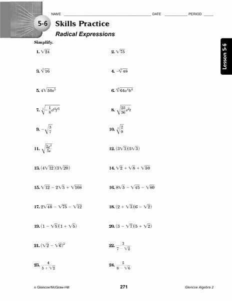 20 Multiplying Radicals Worksheet Algebra 1 | Worksheet From Home Within Multiplying Radical Expressions Worksheet