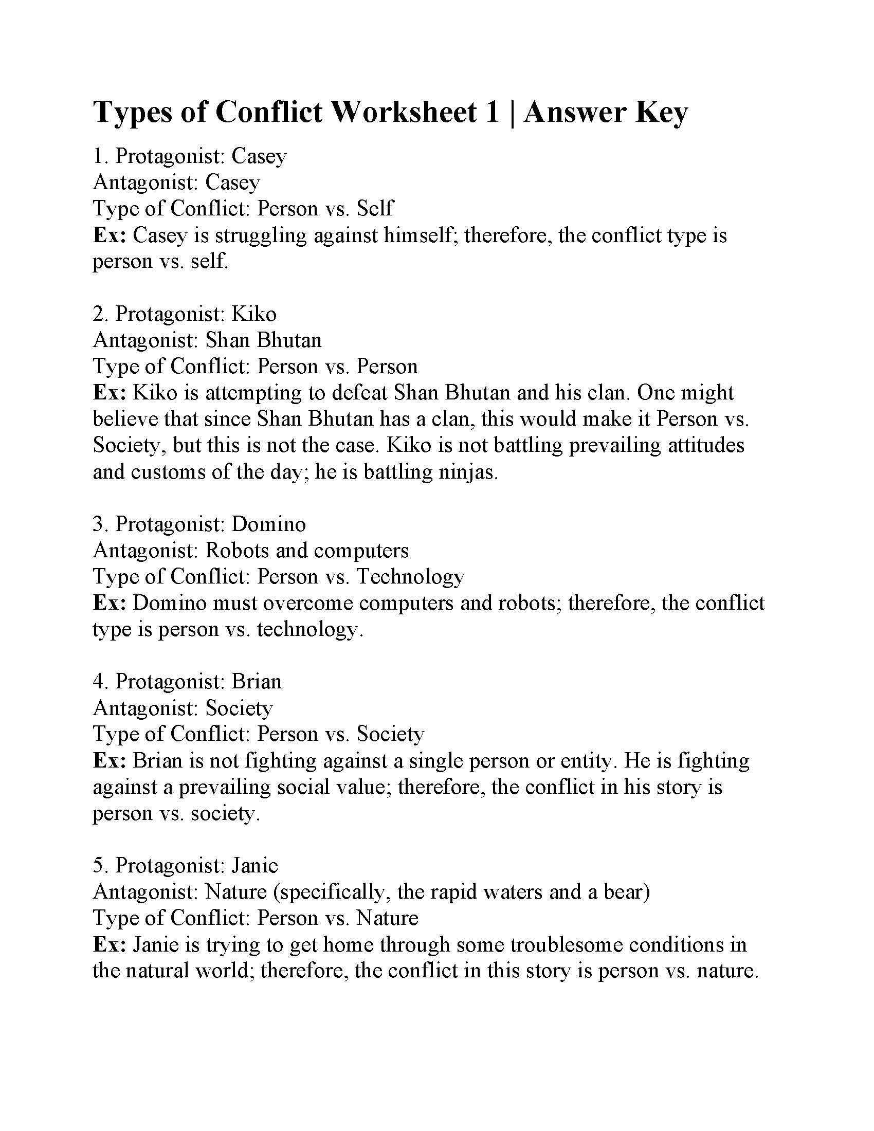 20 Types Of Conflict Worksheets | Worksheet From Home pertaining to Types Of Conflict Worksheet