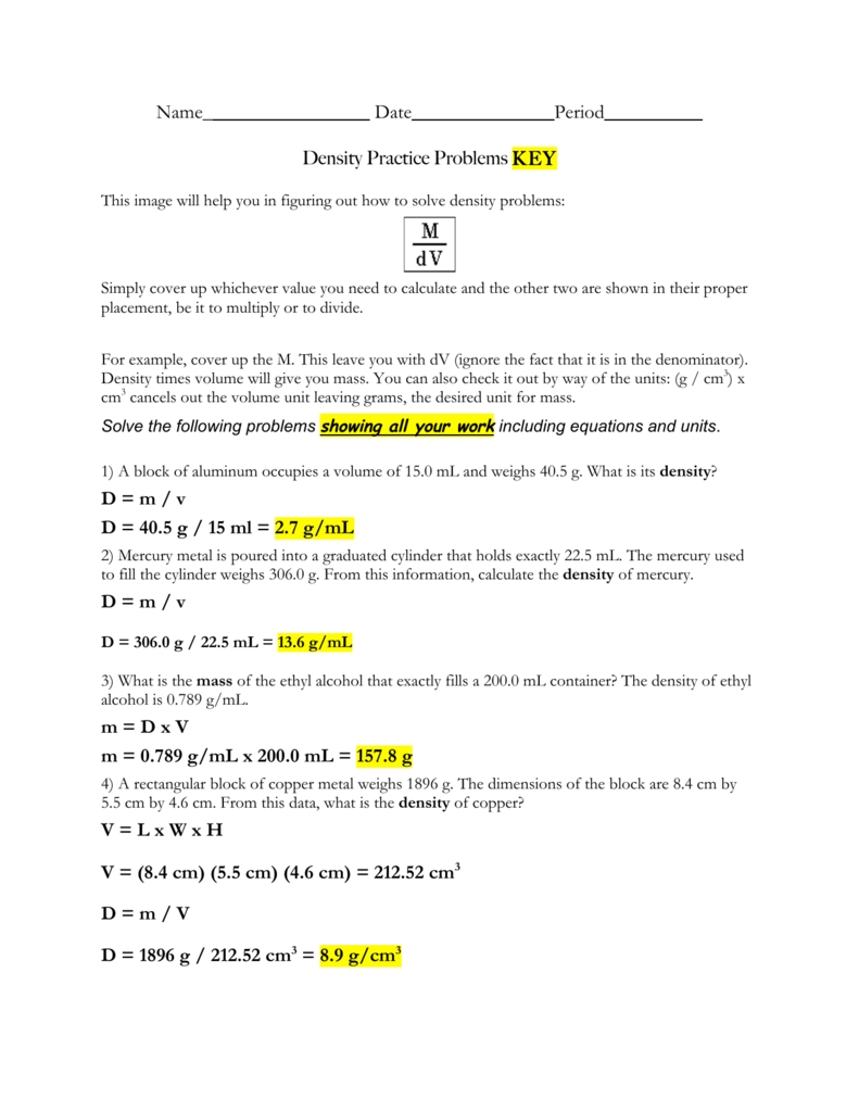 25 Density Practice Problems Answers — Db Excel With Regard To Density Practice Problem Worksheet