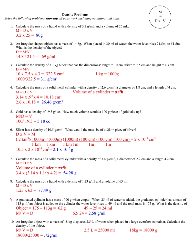 27 Density Practice Problem Worksheet Answers - Worksheet Information in Density Calculations Worksheet Answers
