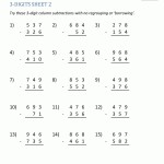 3 Digit Subtraction Worksheets Pertaining To 2nd Grade Math Worksheet Pdf