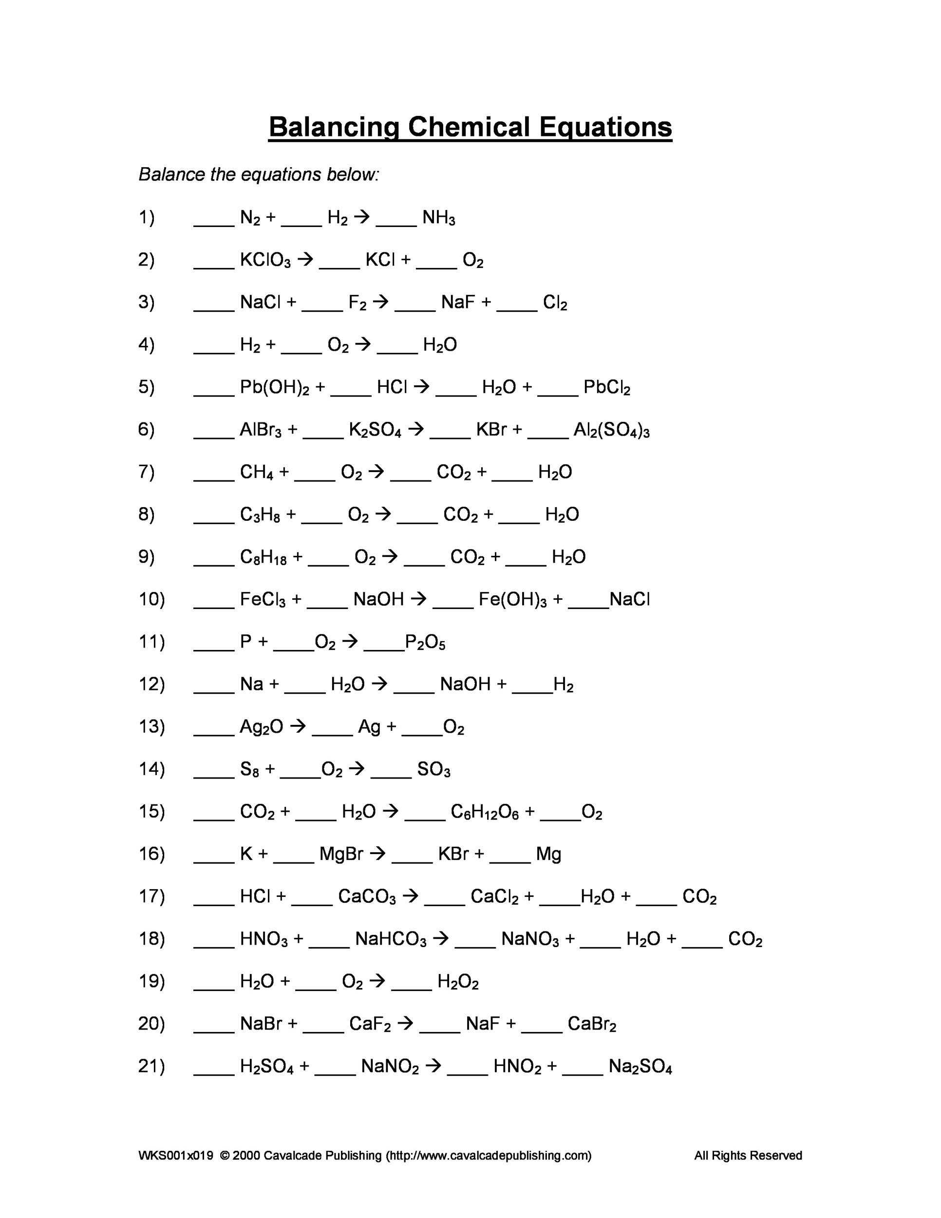 30 Balancing Act Worksheet Answer Key | Education Template With Regard To Balancing Chemical Equation Worksheet