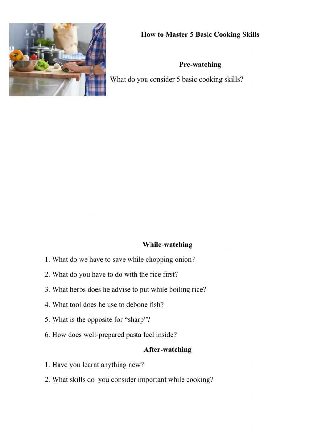 30 Basic Cooking Terms Worksheet Answers | Education Template for Basic Cooking Terms Worksheet Answers