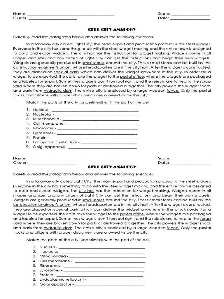 30 Cell City Analogy Worksheet | Education Template In Cell City Analogy Worksheet
