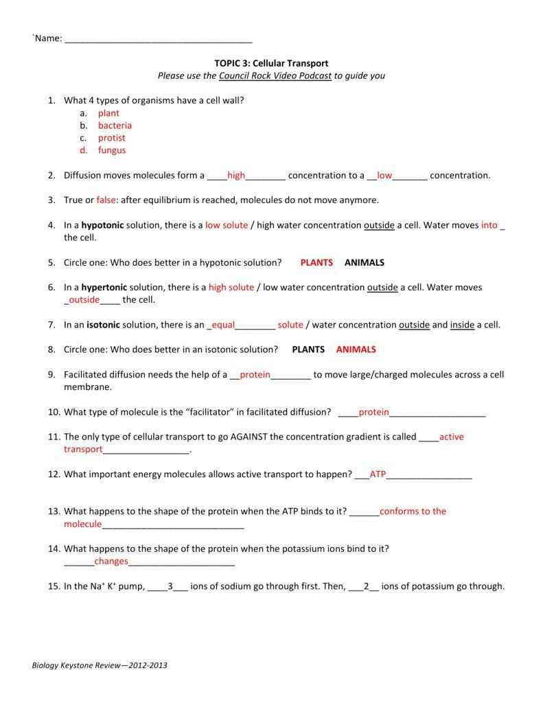 30 Cellular Transport Worksheet Answers | Education Template Intended For Cell Transport Worksheet Biology Answers