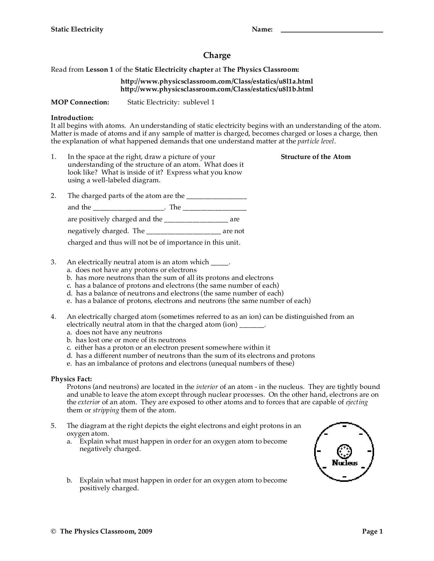 30 Charge And Electricity Worksheet Answers | Education Template In Electrical Power Worksheet Answers