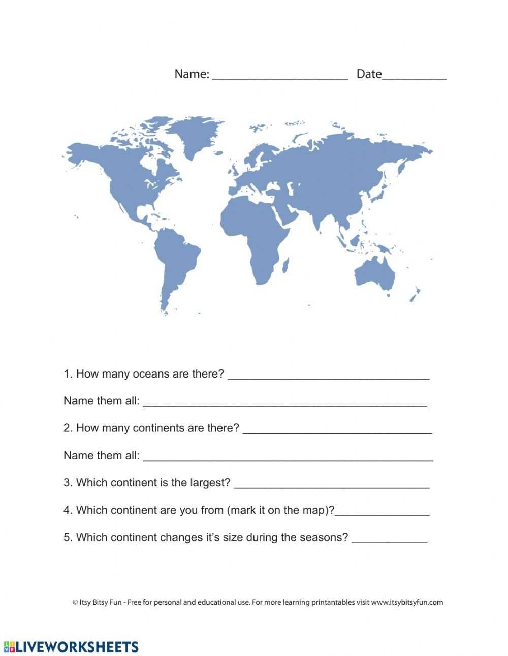 30 Continents And Oceans Worksheet Pdf | Education Template with Continents And Oceans Worksheet Pdf