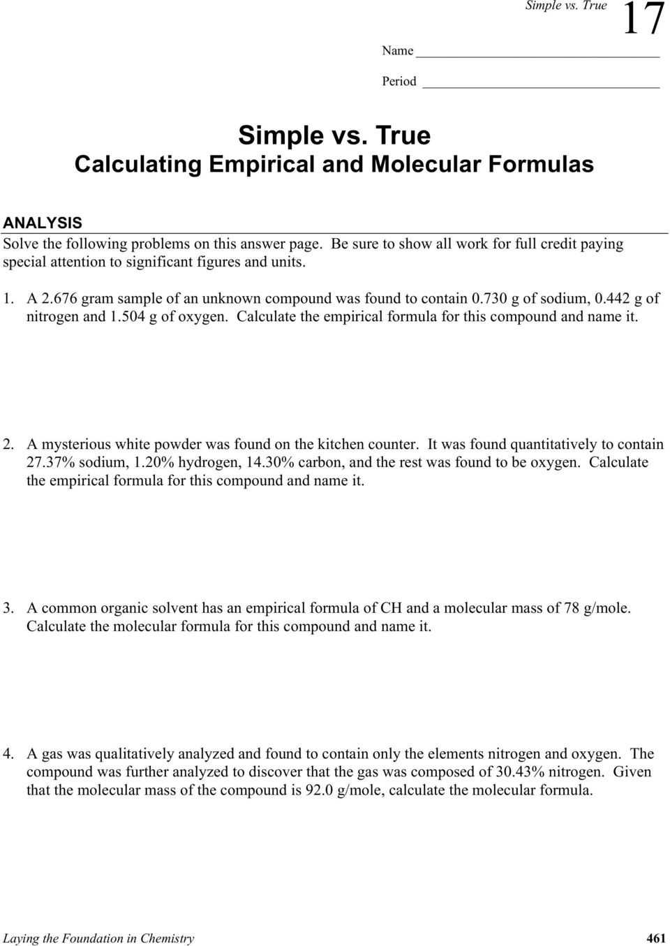 30 Empirical And Molecular Formulas Worksheet | Education Template With Regard To Empirical And Molecular Formulas Worksheet