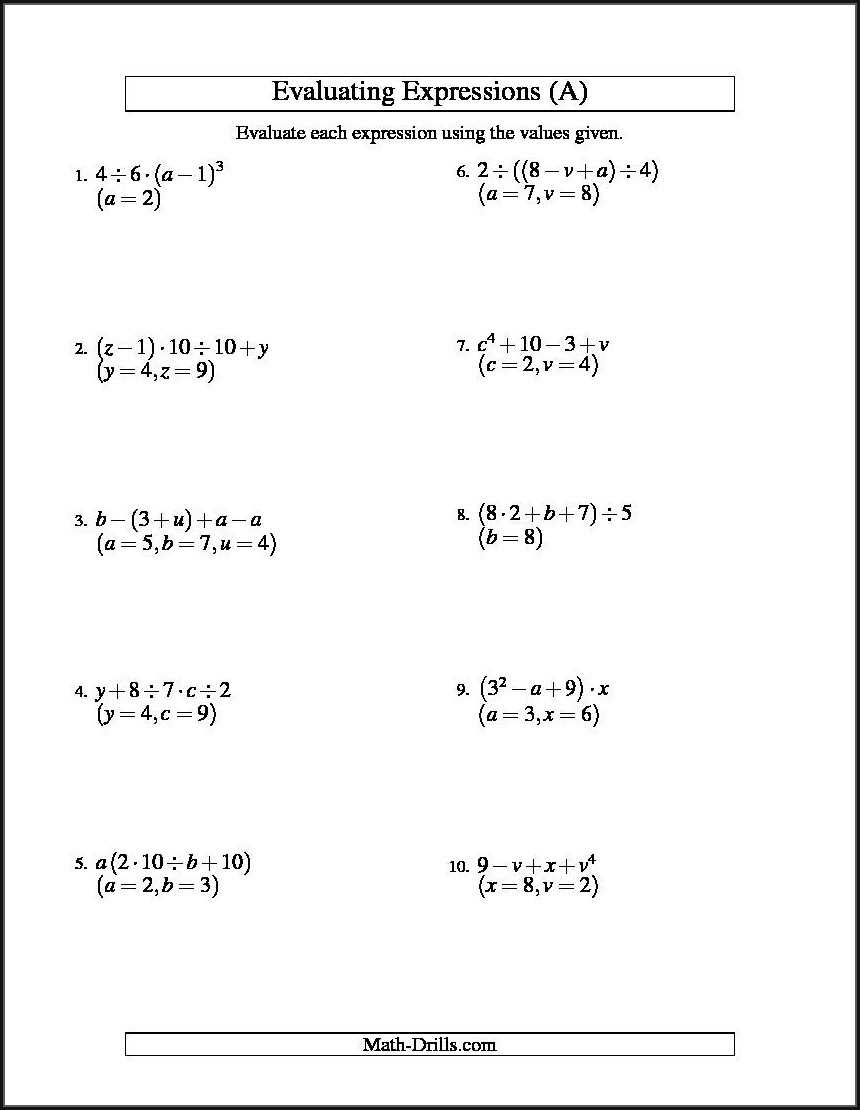 30++ Evaluating Expressions Worksheet - Worksheets Decoomo Throughout Writing And Evaluating Expressions Worksheet