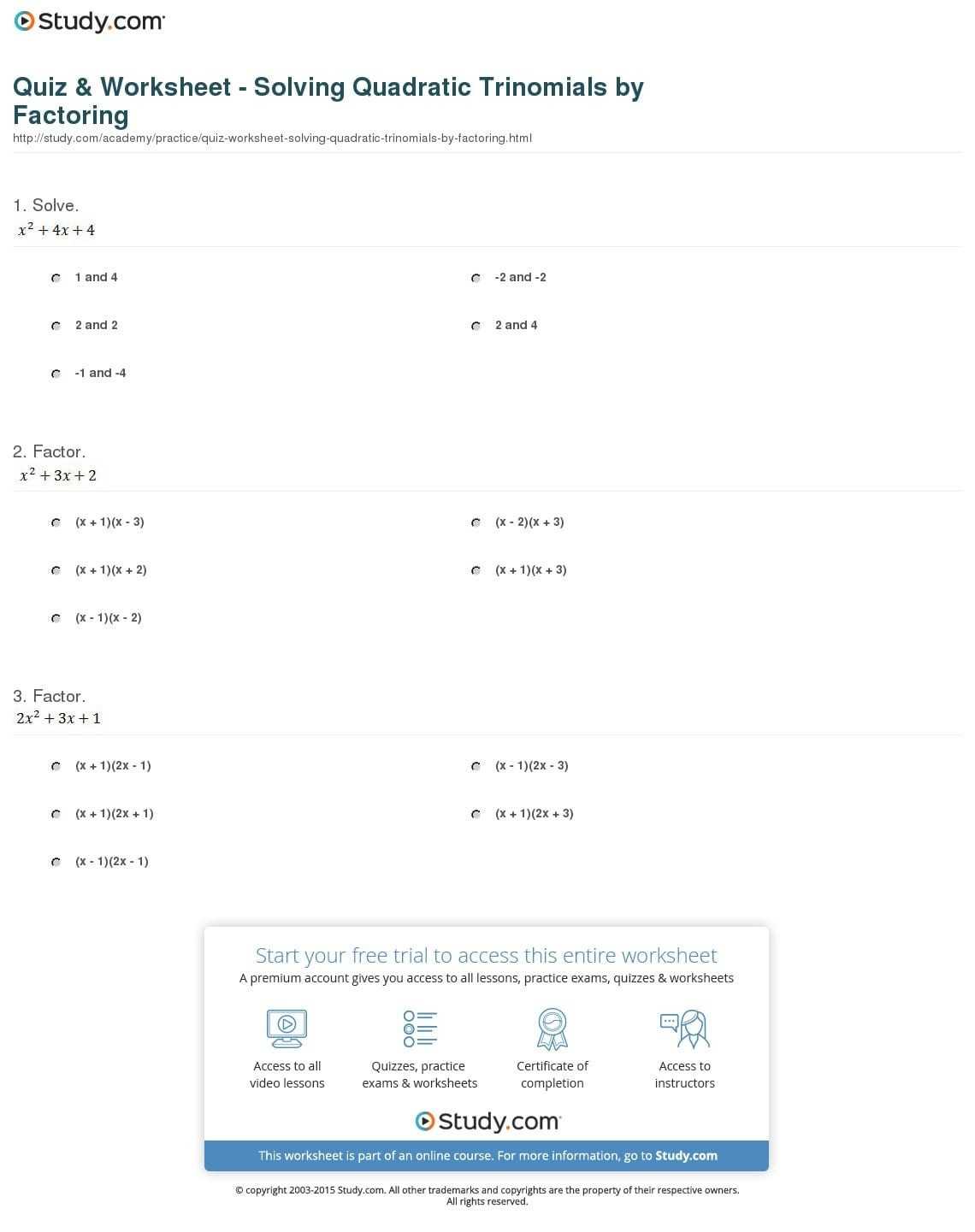 30 Factoring Trinomials A 1 Worksheet | Education Template Throughout Factoring Trinomials A 1 Worksheet