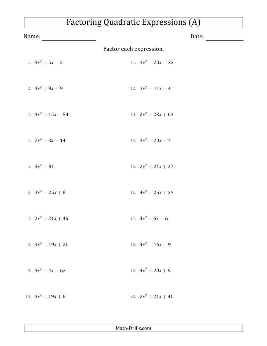30 Factoring Worksheet Algebra 2 | Education Template with regard to Factoring Trinomials Worksheet Algebra 2