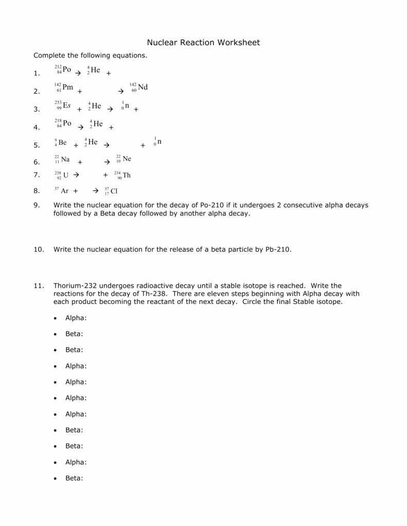 30 Nuclear Equations Worksheet Answers | Education Template pertaining to Nuclear Reactions Worksheet Answers