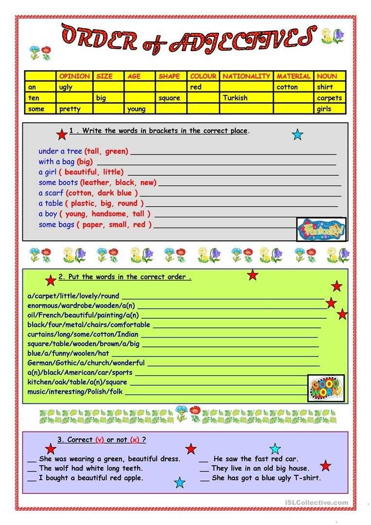 30 Order Of Adjectives Worksheet | Education Template regarding Order Of Adjectives Worksheet