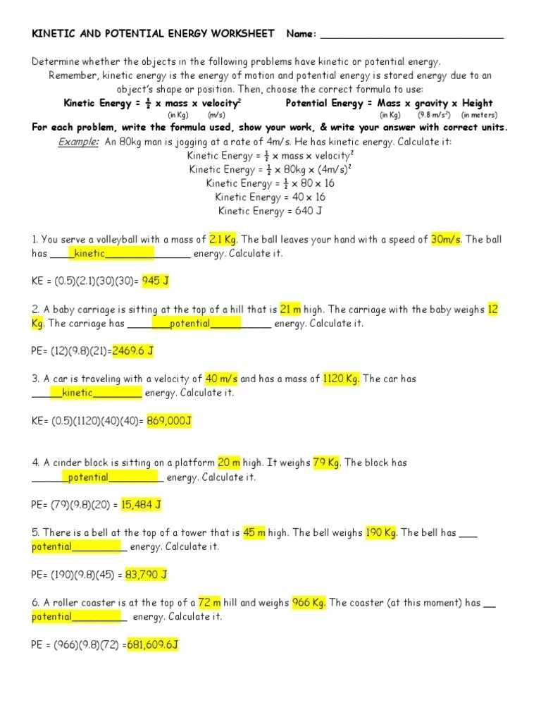 30 Potential Vs Kinetic Energy Worksheet | Education Template Within Potential Vs Kinetic Energy Worksheet