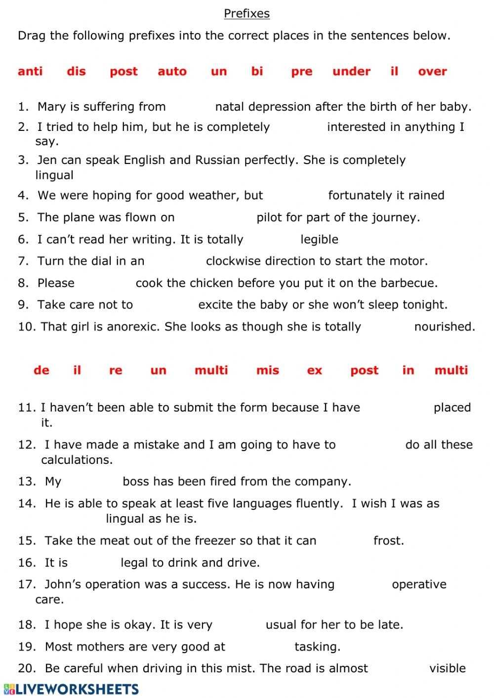 30 Prefixes Worksheet 2Nd Grade | Education Template inside Prefixes Worksheet 2Nd Grade