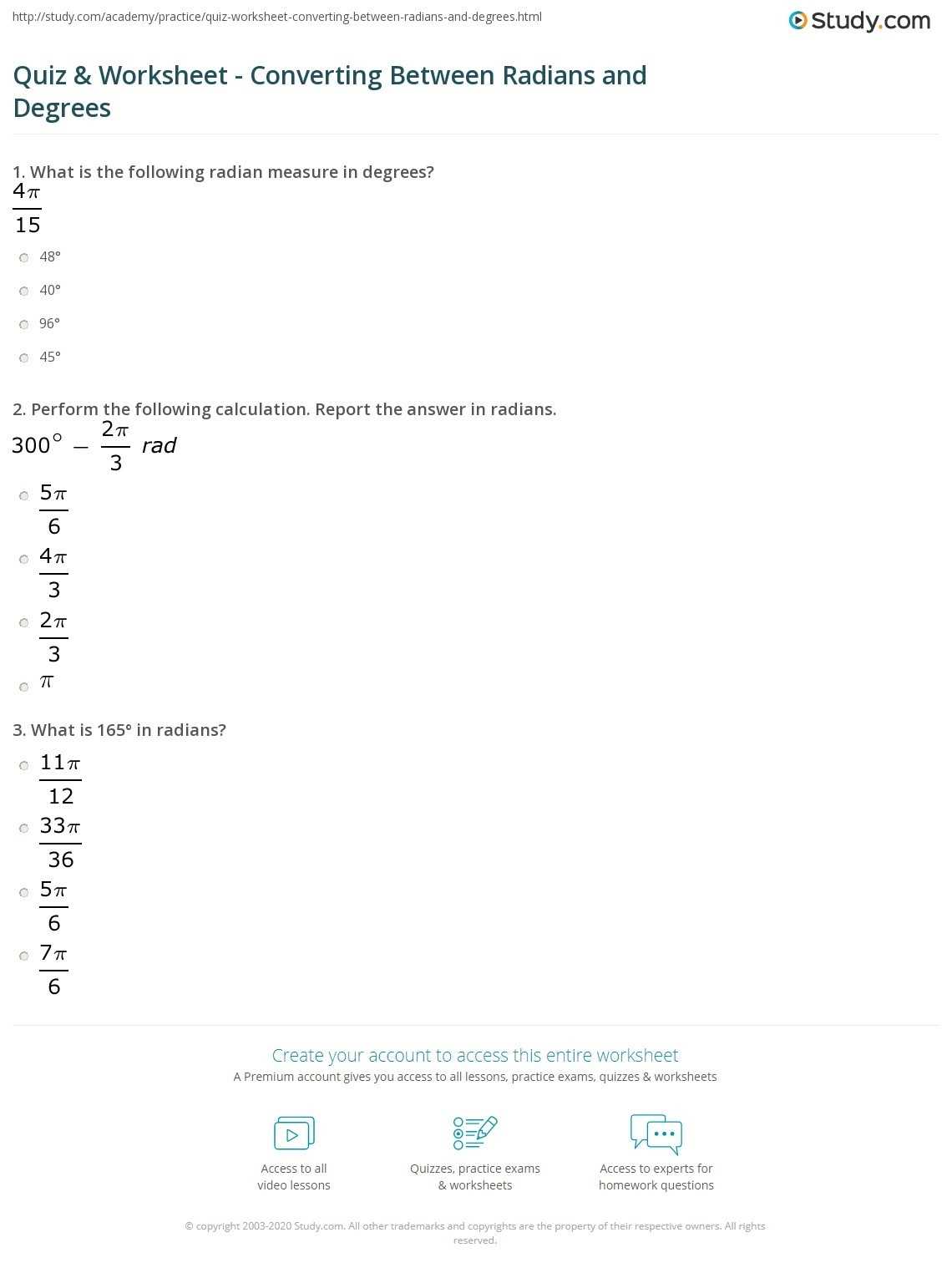 30 Radians To Degrees Worksheet | Education Template inside Radians To Degrees Worksheet
