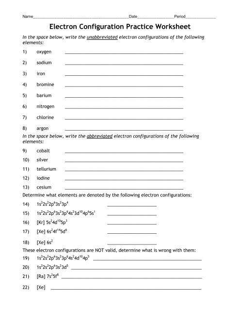 30 Writing Electron Configurations Worksheet Answer Key - Worksheet with regard to Electron Configuration Worksheet Answers