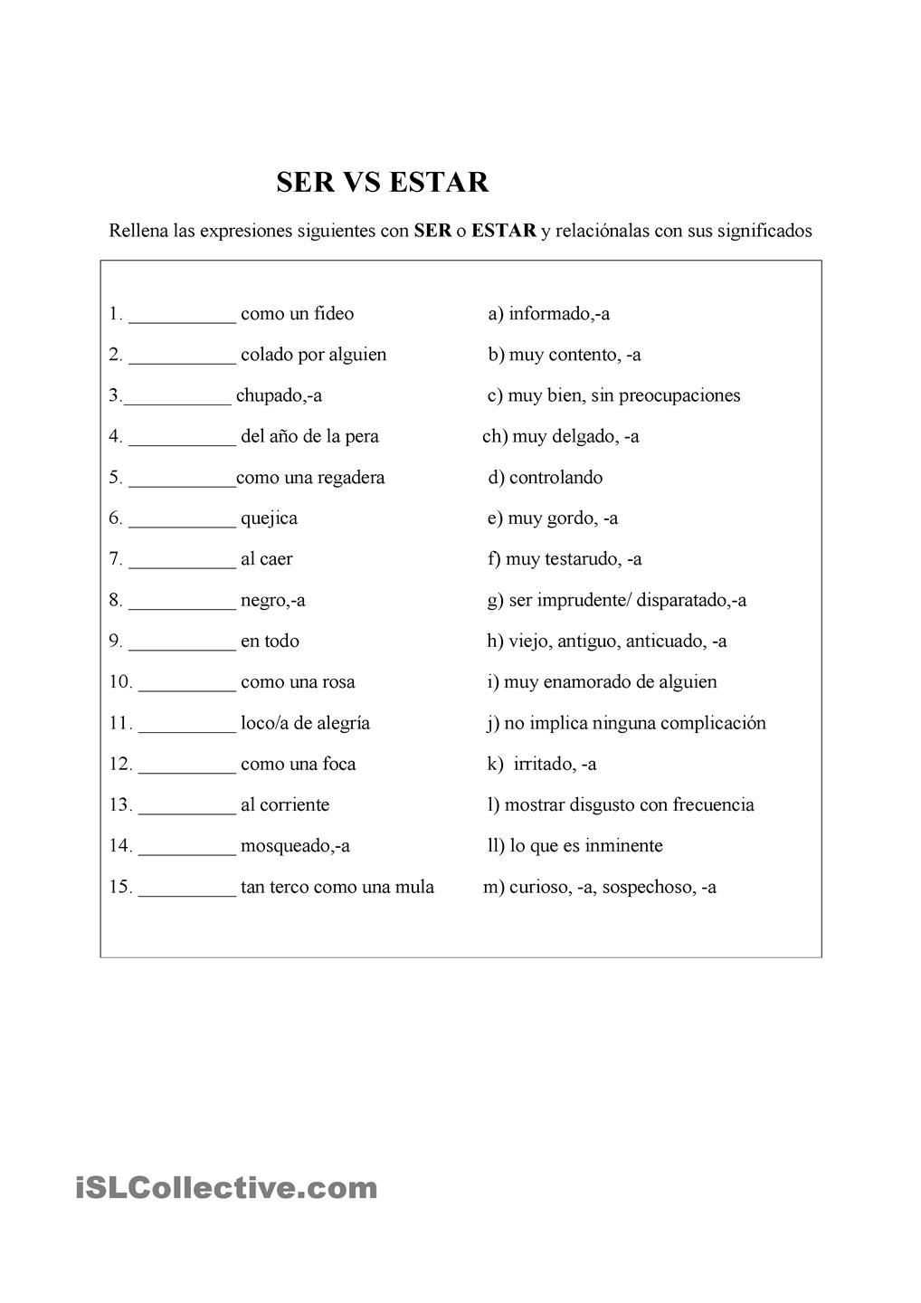 31 Ser Vs Estar Worksheet | Education Template in Ser And Estar Worksheet