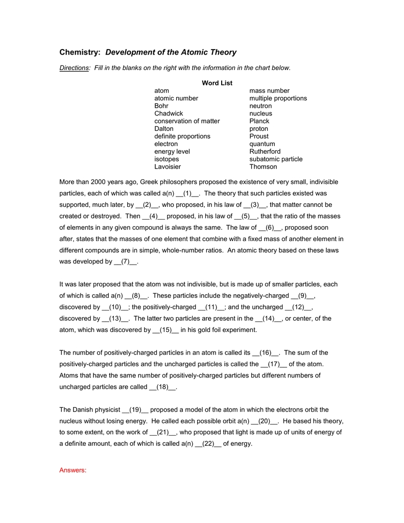 38 Development Of Atomic Theory Worksheet - Worksheet For You For Development Of Atomic Theory Worksheet