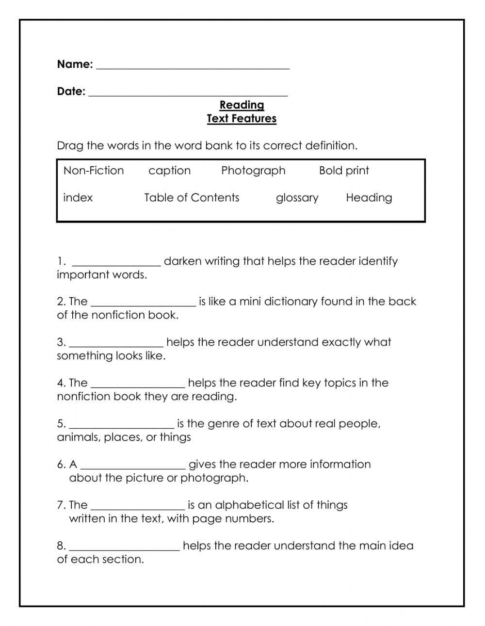 38 Text Features Worksheet 3Rd Grade - Worksheet Source 2021 inside Text Features Worksheet 3rd Grade