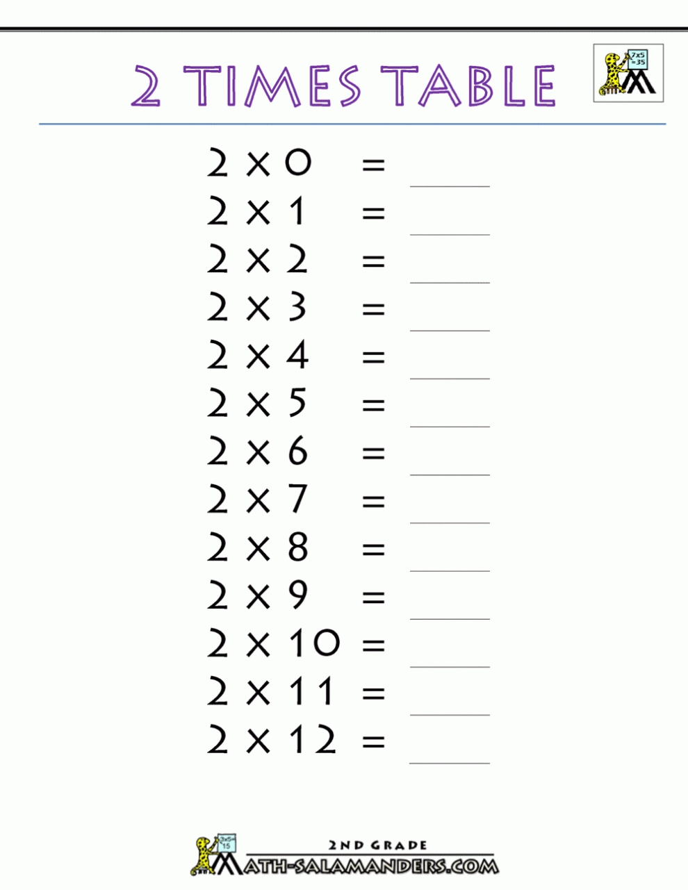 3Rd Grade Math Worksheets 2 Times Tables - Times Tables Worksheets with 2 Times Table Worksheet