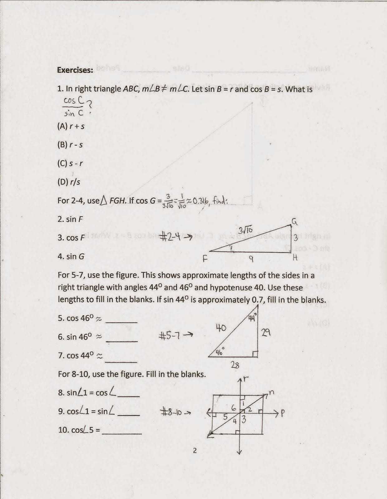 4 3 Practice Congruent Triangles Worksheet Answers — Db Excel For Triangle Congruence Worksheet Answers