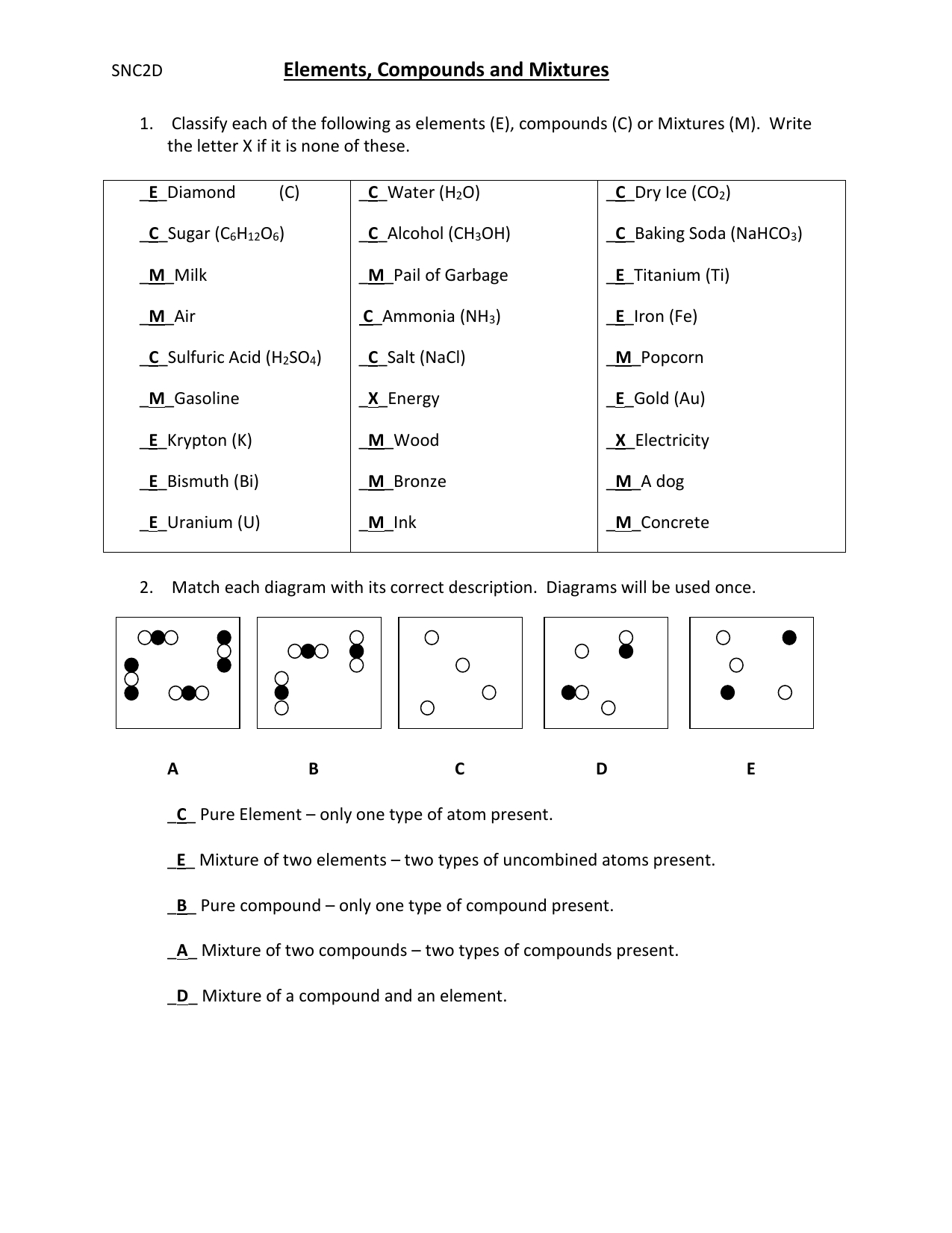 42 Elements Compounds &amp; Mixtures Worksheet - Worksheet Online within Elements Compounds Mixtures Worksheet Answers