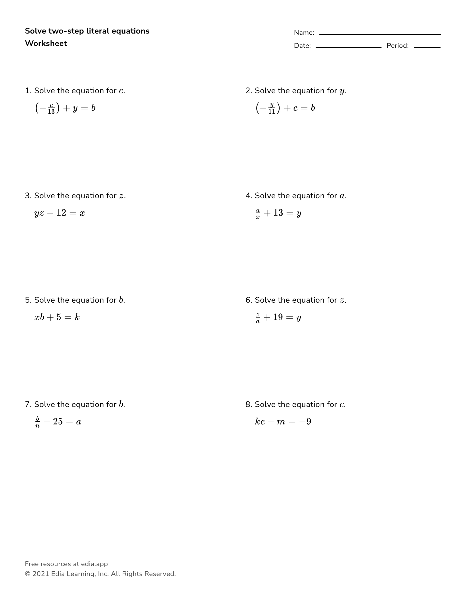 42 Solve Literal Equations Worksheet - Worksheet Master with Literal Equations Worksheet Algebra 1