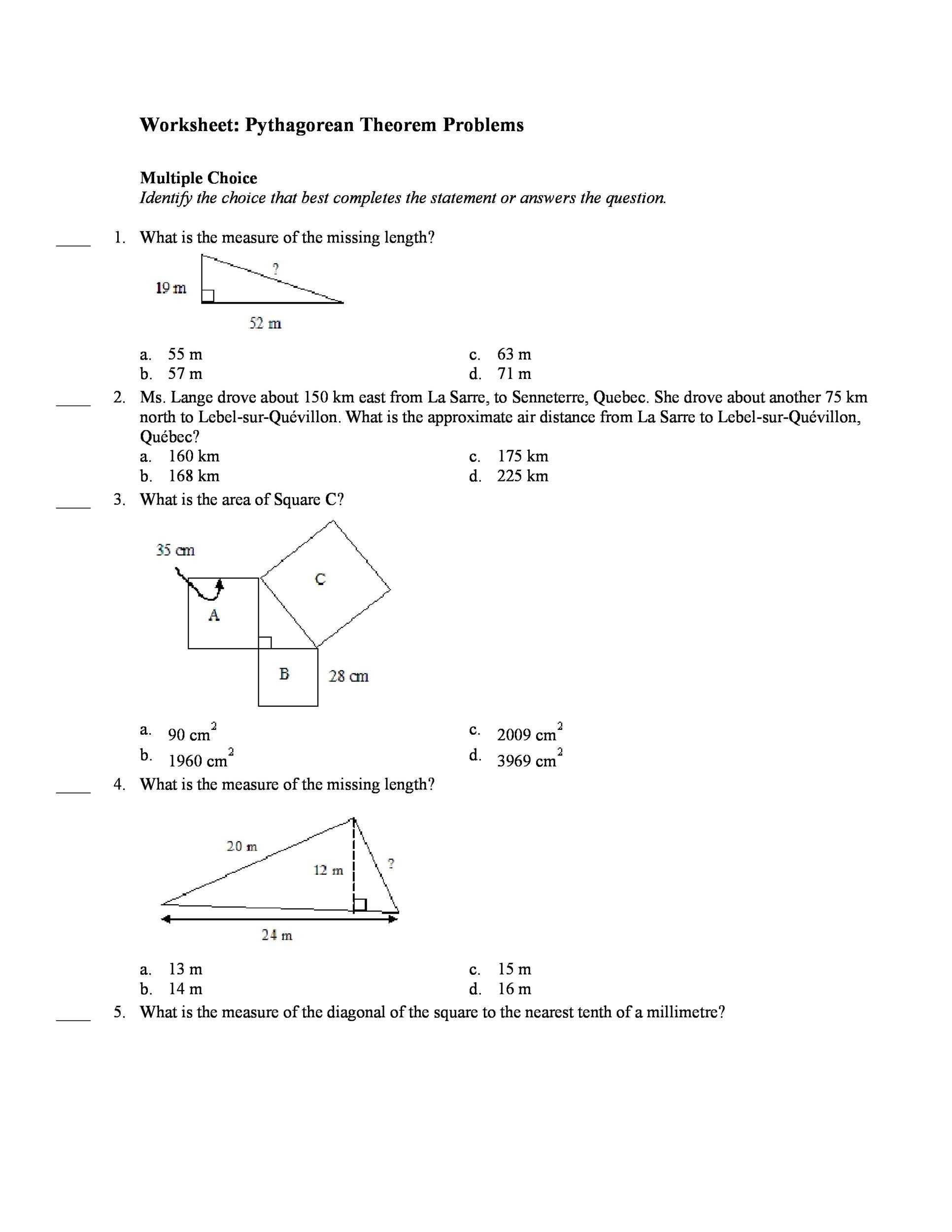 48 Pythagorean Theorem Worksheet With Answers [Word + Pdf] for Pythagorean Theorem Practice Worksheet