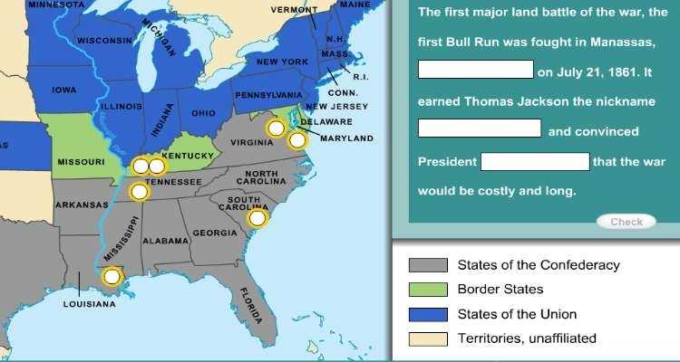 4Th-5Th Grade History Learning Activity: Civil War Battles - Learning throughout Civil War Battles Map Worksheet