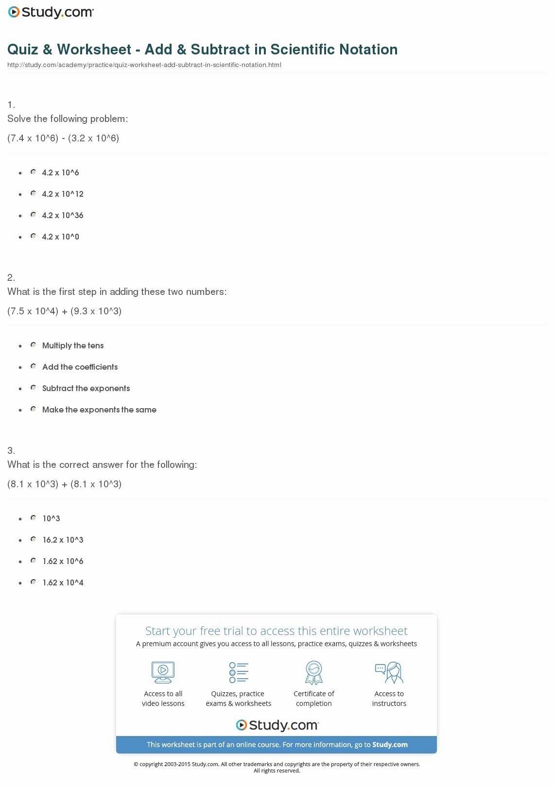 50 Adding Subtracting Scientific Notation Worksheet | Chessmuseum Template Library Intended For Adding Subtracting Scientific Notation Worksheet