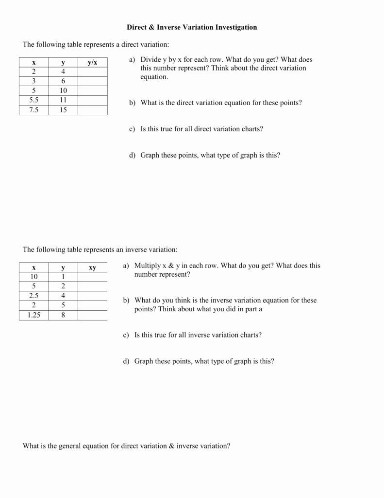50 Direct Variation Worksheet With Answers | Chessmuseum Template Library within Direct And Inverse Variation Worksheet