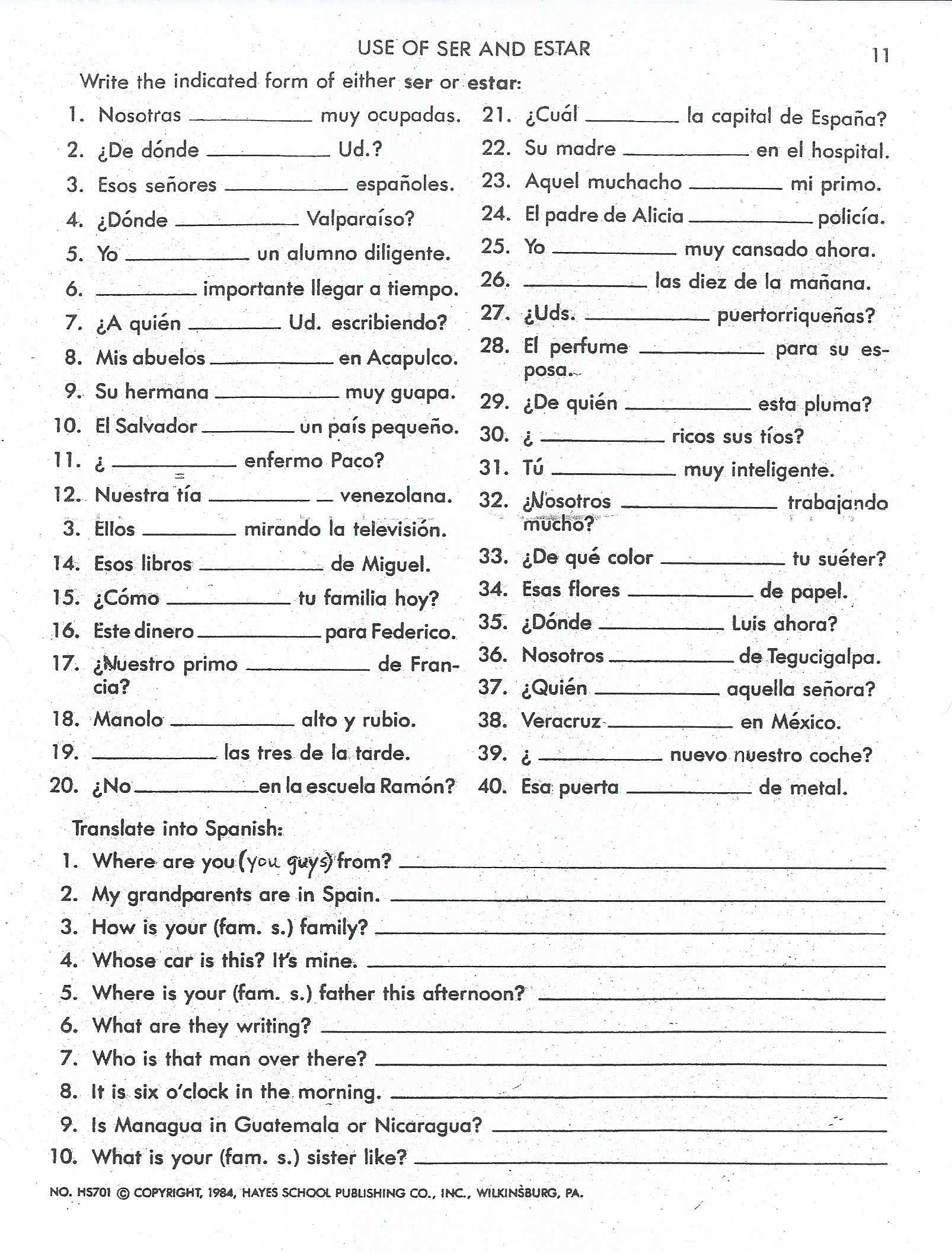 50 El Verbo Ser Worksheet Answers | Chessmuseum Template Library with regard to El Verbo Ser Worksheet Answers