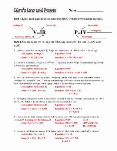 50 Electrical Power Worksheet Answers | Chessmuseum Template Library With Regard To Electrical Power Worksheet Answers