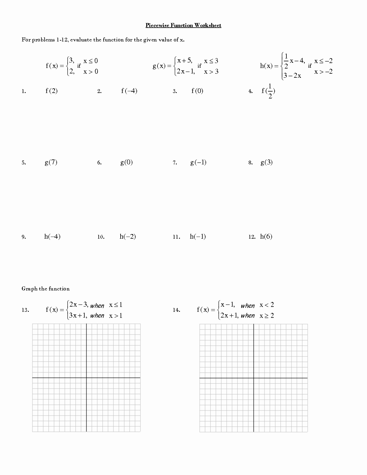 50 Evaluating Piecewise Functions Worksheet | Chessmuseum Template Library for Evaluating Functions Worksheet Pdf