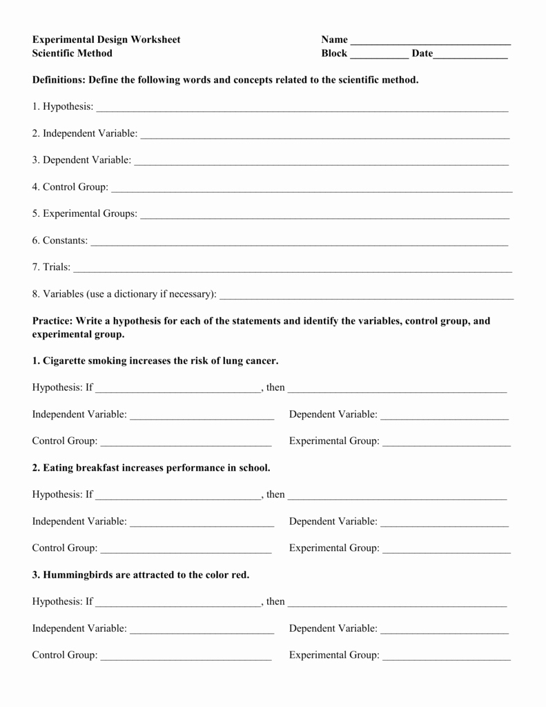 50 Experimental Design Worksheet Scientific Method | Chessmuseum Template Library regarding Designing An Experiment Worksheet