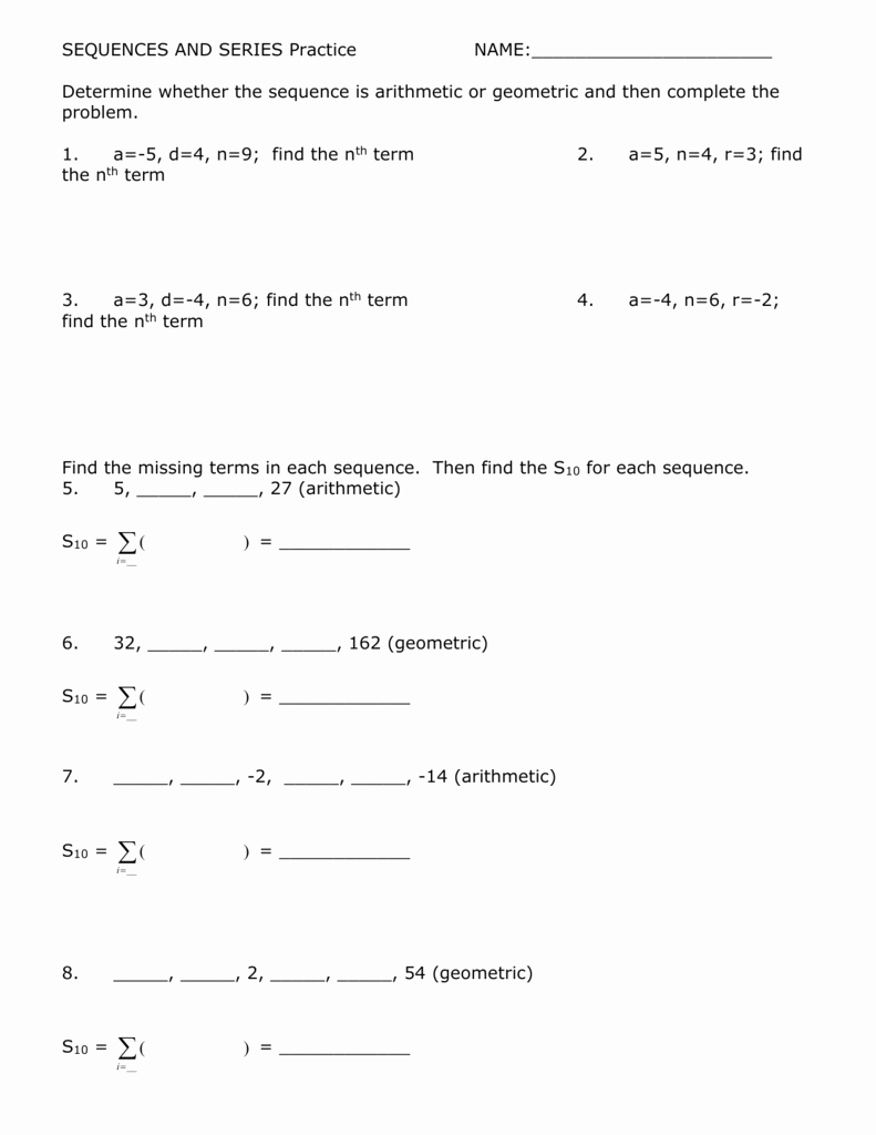 50 Geometric Sequence And Series Worksheet | Chessmuseum Template Library Pertaining To Geometric Sequence Practice Worksheet