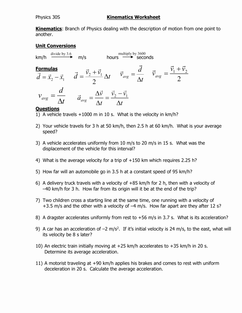 50 Kinematics Worksheet With Answers | Chessmuseum Template Library with Kinematics Worksheet With Answers