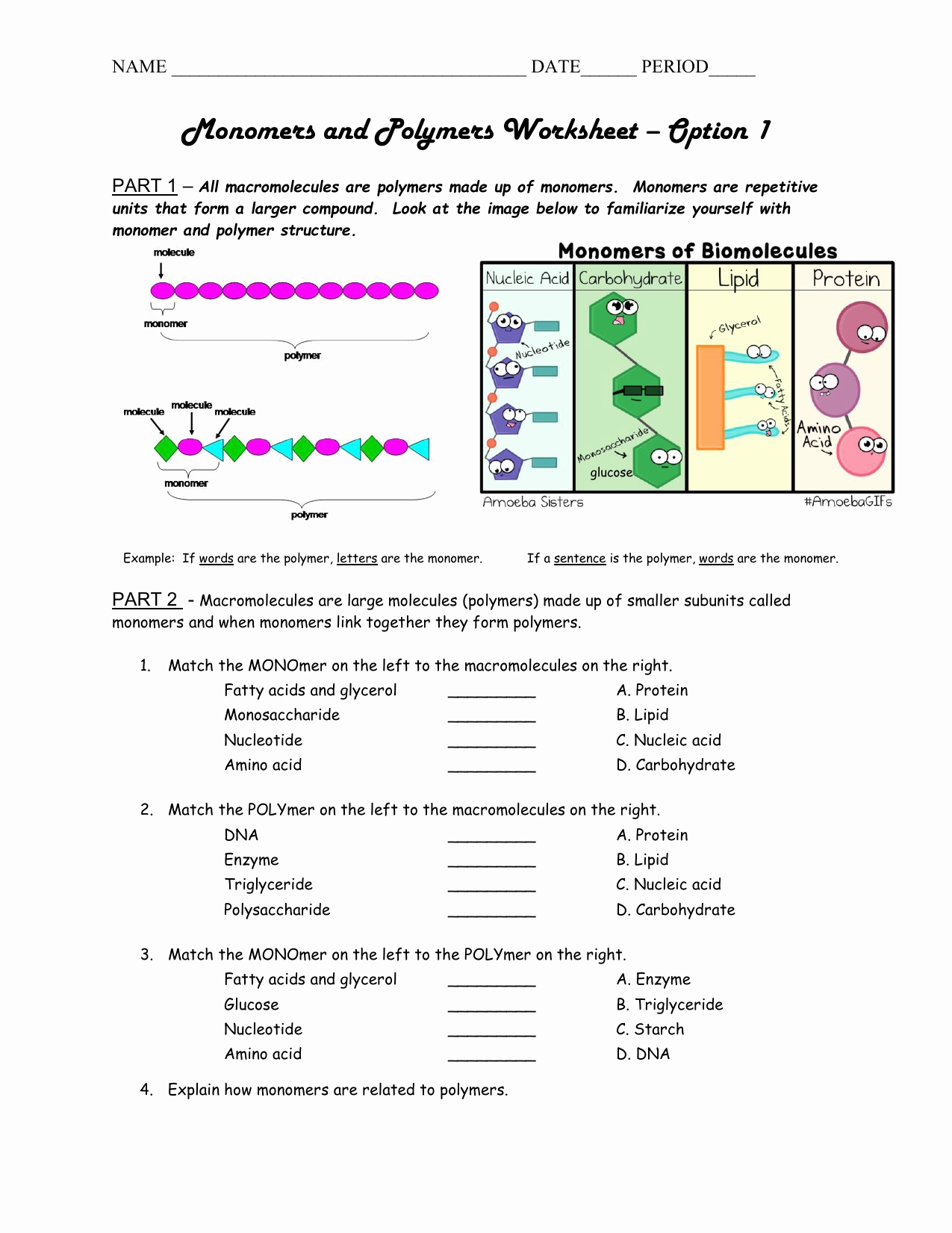50 Macromolecules Worksheet Answer Key | Chessmuseum Template Library Inside Building Macromolecules Worksheet Answers