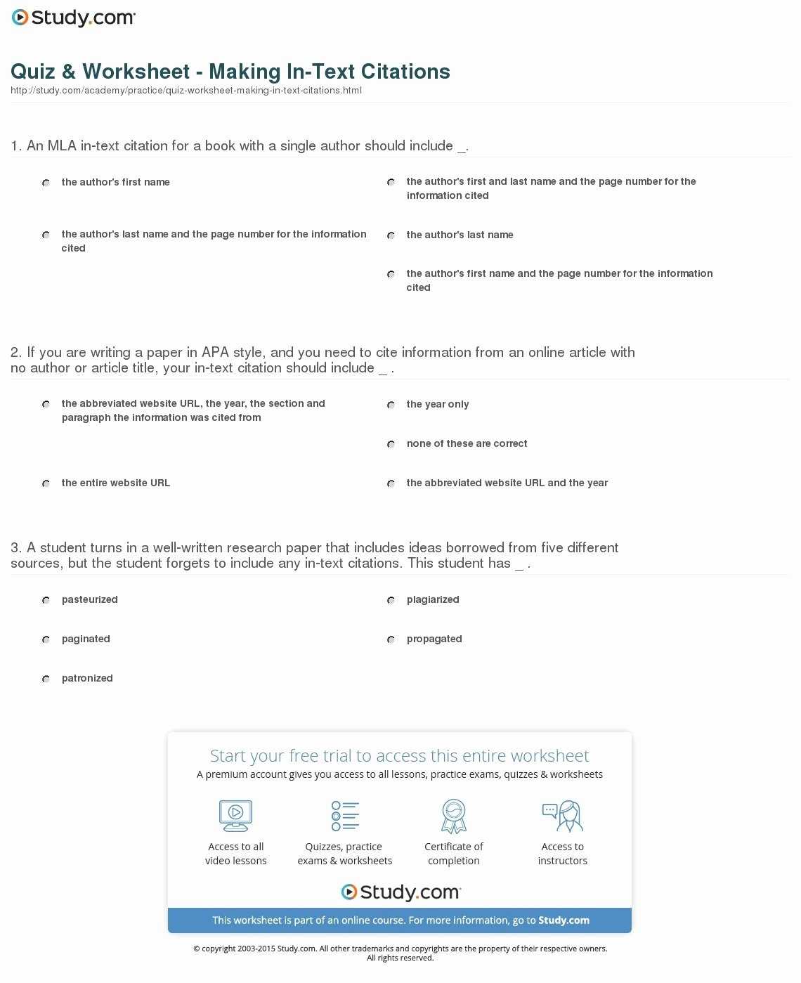 50 Mla Citation Practice Worksheet | Chessmuseum Template Library pertaining to Mla Citation Practice Worksheet