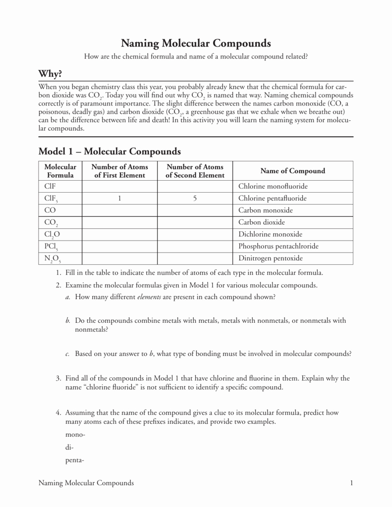 50 Molecules And Compounds Worksheet | Chessmuseum Template Library throughout Molecules And Compounds Worksheet